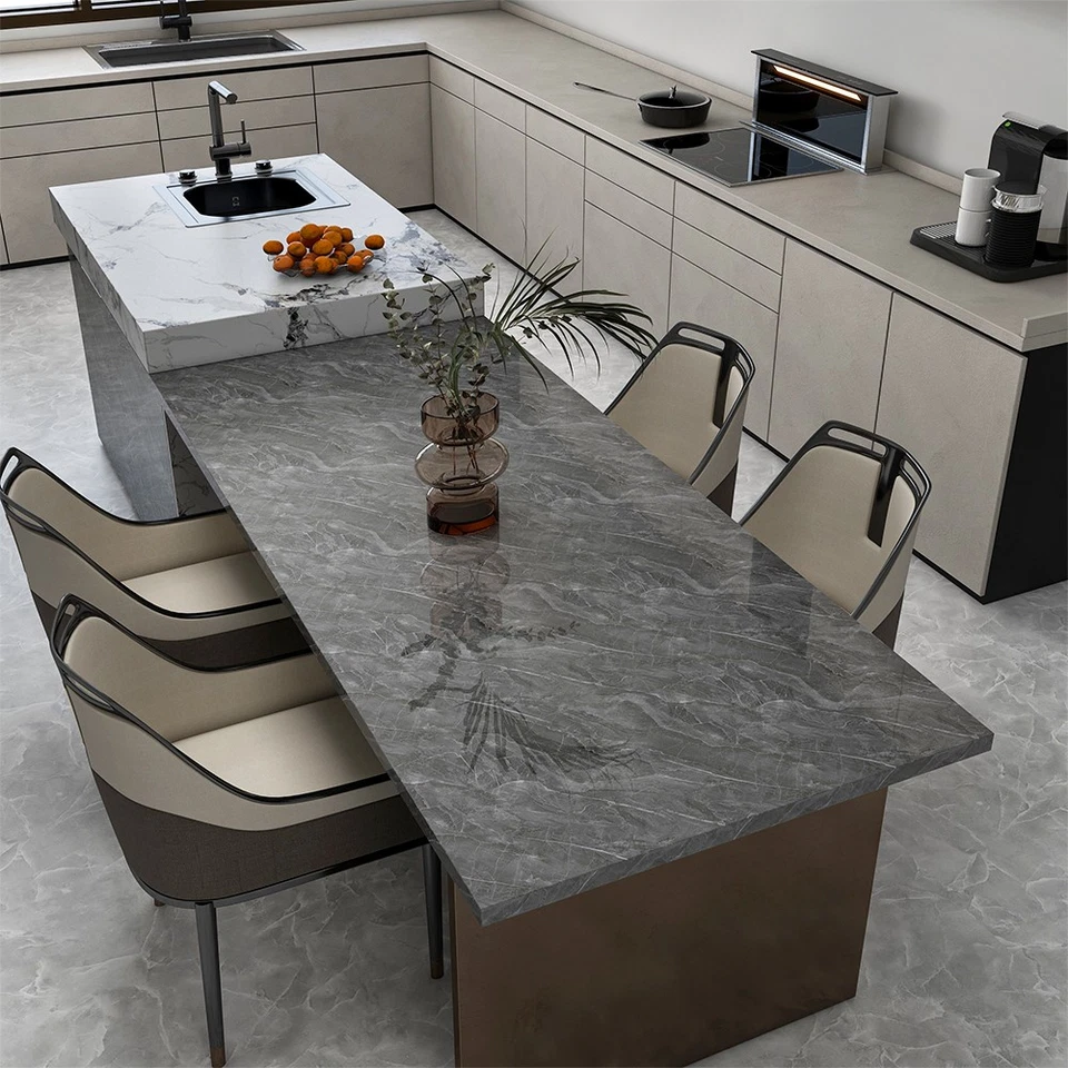 Gray Marble Contact Paper 23.6"*197" Marble Peel and Stick Wallpape for Bathroom - Image 4 of 4