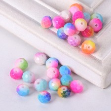 Rondelle Faceted Rainbow Coated Opaque Glass 8x6mm Loose Spacer Beads DIY Lot