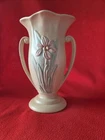 Vintage Hull Matte Glaze Iris Double Handled Vase 406-8 1/2"