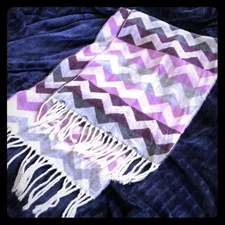Extra long Geometric Mod Purple Chevron Scarf  with Fringe