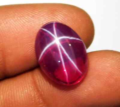 13-14 Ct Certified Natural FL Red Star Ruby 6 Rays Oval Cabochon Loose Gemstone
