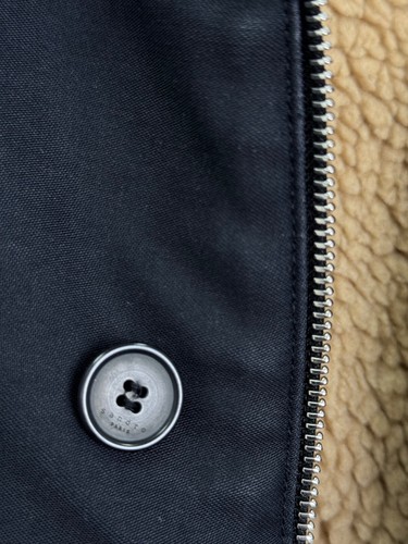 Sandro Dark Navy Fully Lined Shearling Sherpa Jacket - Picture 9 of 11