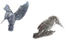 Set Of 2 Kingfishers Handcrafted From English Pewter Pin Badges TSB B5, B22