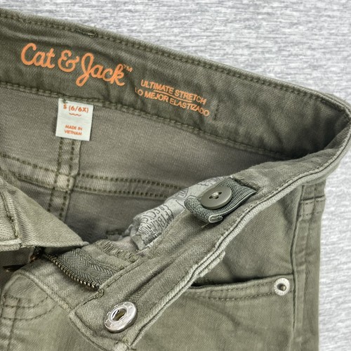 Cat & Jack Girls Small 6/6X Green Denim Skirt Adjustable Waist Ultimate Stretch - Picture 2 of 10
