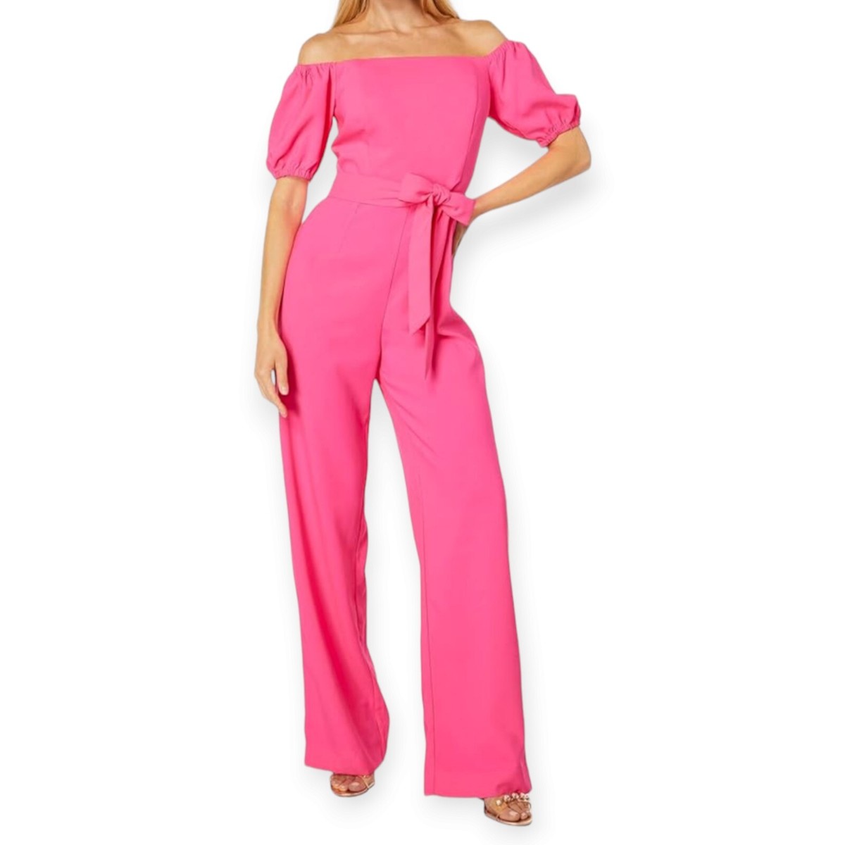 Lilly Pulitzer Jada Off The Shoulder Jumpsuit Bright Pink Isle