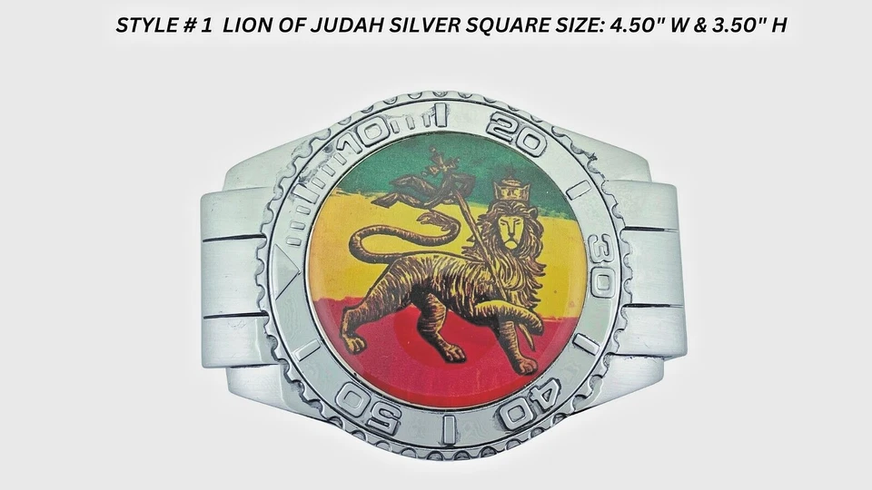 Hebillas de cinturón Reggae Rastafari Dub Música Cultura Metal León de Judá Regalo Foto 2 de 4