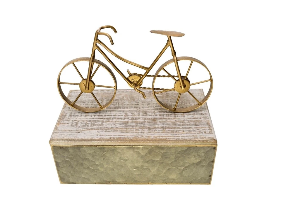 Golden Bicycle Decorative Storage Box, Jewelry Box, Home Decor Gift - Image 2 of 4