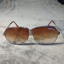 Vintage Porsche Folding Gold Metal Aviator Sunglasses lightly scratched lenses