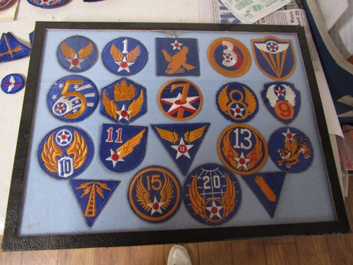 MILITARY SET OF 19 ORIGINAL WW2 ERA US ARMY AIR FORCE PATCHES READY TO DISPLAY
