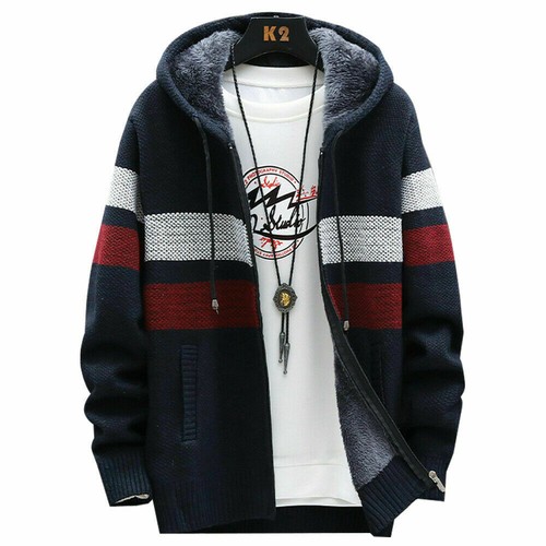 Men Winter Fleece Lined Jacket Casual Hooded Warm Zip Up Coat SweatshirtOutwear扌 - Picture 4 of 17