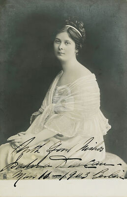 Isadora Duncan Dancer 2 1903 Signed Autograph RPPC Photo Postcard COPY