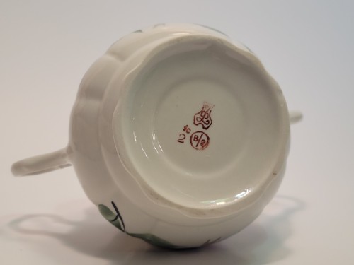 Vintage Lefton China Hand-Painted Pansy White/ Gold Sugar Bowl and Creamer B2 - Picture 5 of 5