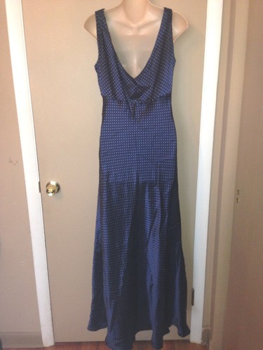 PARALLEL SILK LADIES NAVY BLUE POLKA DOT LONG DRESS SIZE 8 NEW - Picture 9 of 9