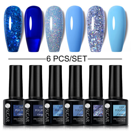 6pcs Set UR SUGAR Gel Nagellack Pailletten Grau Rot UV LED Soak Off Lack Set - Bild 12 von 22