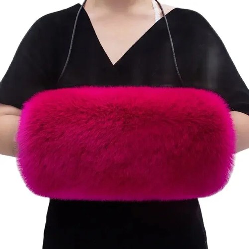 Scaldamani in pelliccia sintetica donna invernale manicotti pelosi peluche marmitta pelliccia scaldamuscoli - Foto 8 di 34