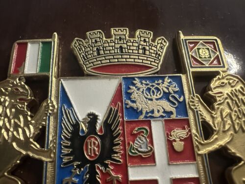 Crest Carabinieri A Cheval Bouclier Bois Poli Avec Métal Vernis Hauteur 13 - Picture 3 of 6