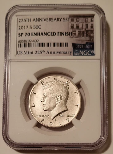 2017 S Kennedy Half Dollar Enhanced SP70 NGC Mint 225th Anniversary Label