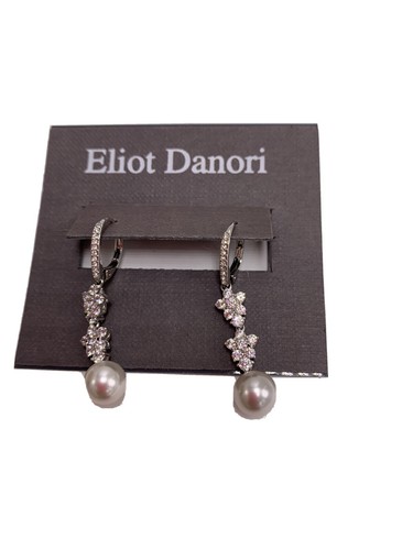 NWT Eliot Danori faux pearl & Pave drop earrings 1.5" Sd4 - Picture 2 of 8