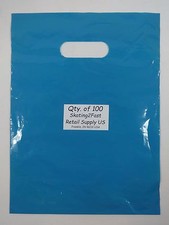 100 Qty. 9" x 12" Teal Glossy Low Density Merchandise Bag Retail Shopping Bags