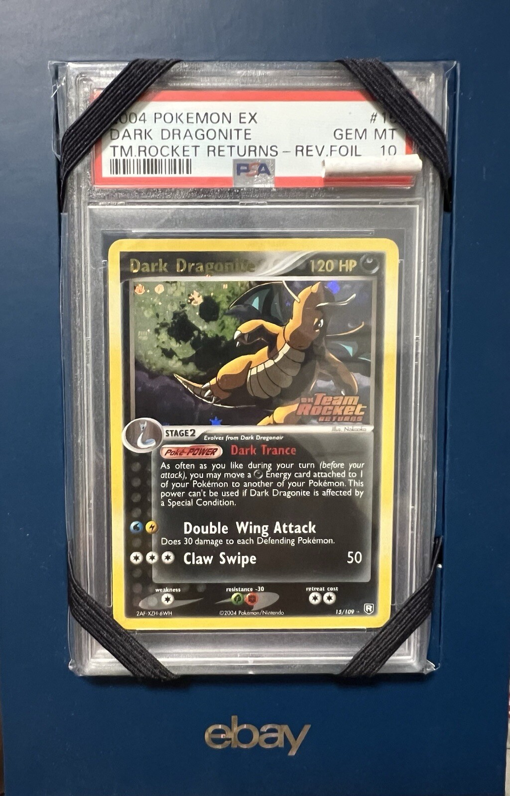Pokemon 2004 Dark Dragonite Ex Team Rocket Returns Reverse Holo Rare #15 PSA 10