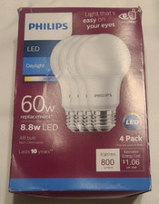 Phillips LED 4 Pack of 60w Replacement 8.8w LED A19 Lightbulbs New