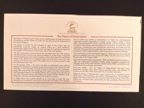 GB Buckingham 2020 Palace of Westminster M/S Stamps on First Day Cover - London - Picture 2 of 2