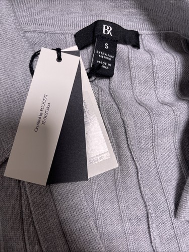 Banana Republic kleines Pulloverkleid grau gerippter Kragen Kurzarm Merinowolle - Bild 6 von 6