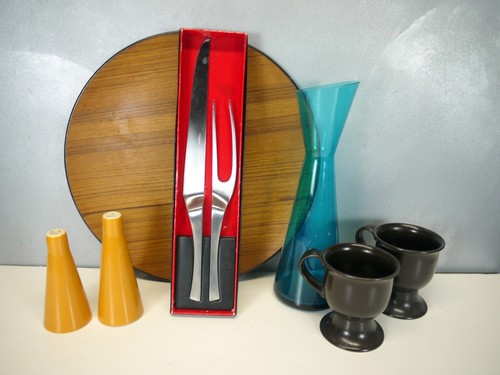 UNIQUE Lot VTG Mid Century DANISH Modern KITCHEN Wares Tray Carafe CUP Stainless - Picture 11 of 13