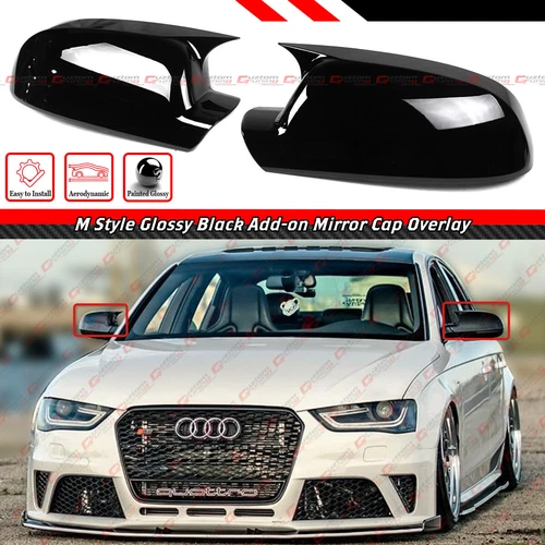 FOR AUDI 09-13 A3 Q3 S3 A4 S4 RS4 A5 S5 A6 M STYLE GLOSS BLACK MIRROR COVER CAP