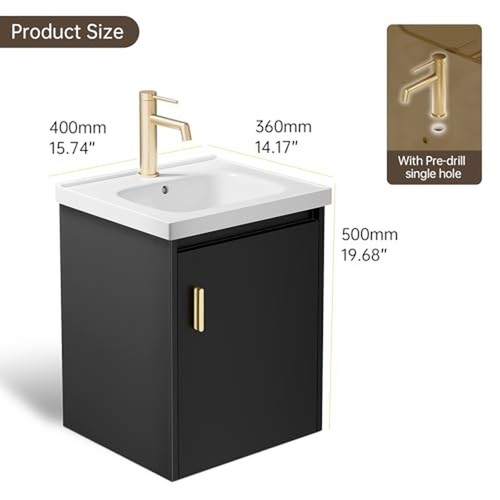 Pre-Assembled Floating Bathroom Vanity Wall-Mounted Small Cabinet W/ Sink New - Picture 5 of 7