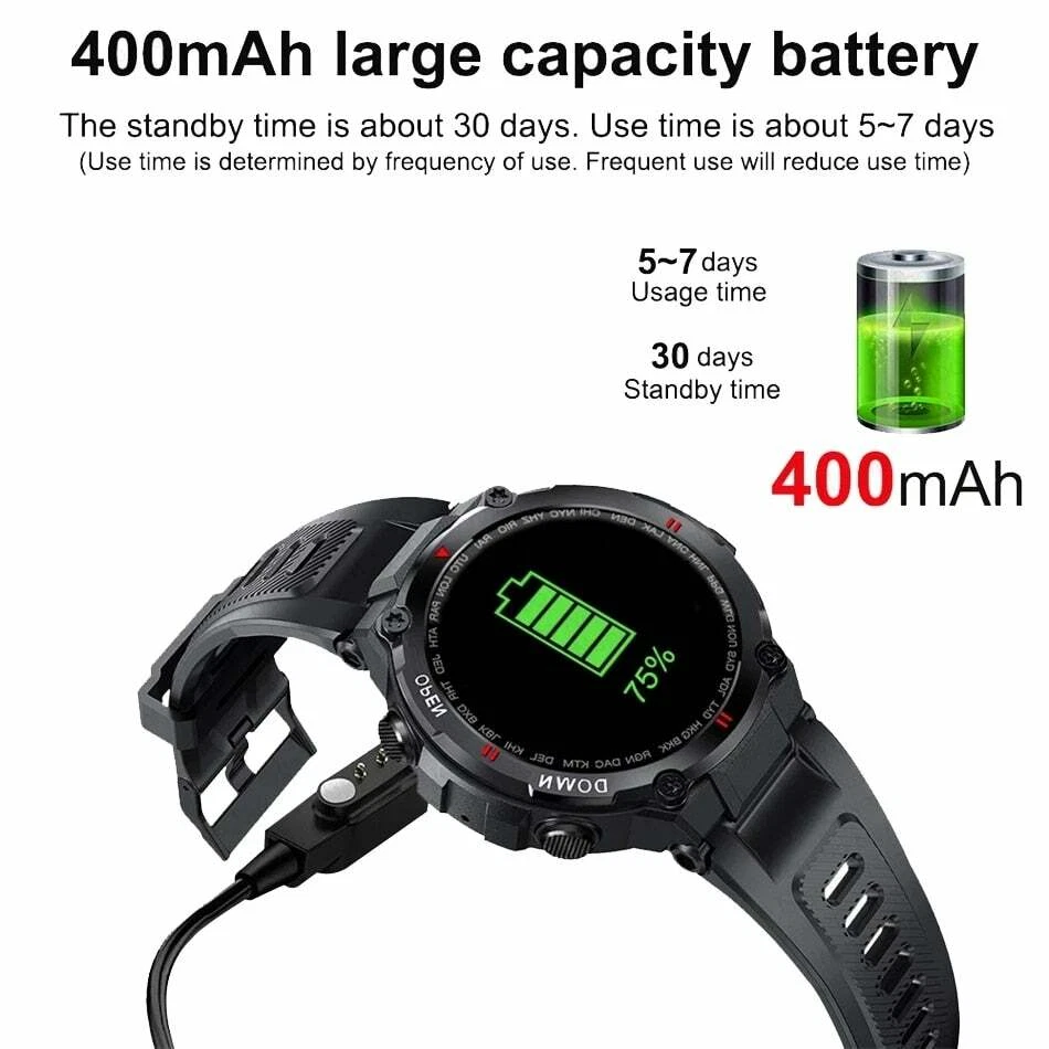 Smart Watch Rugged Military Outdoor Sports Heart Rate Fitness Tracker BT Call UK - Image 4 of 4
