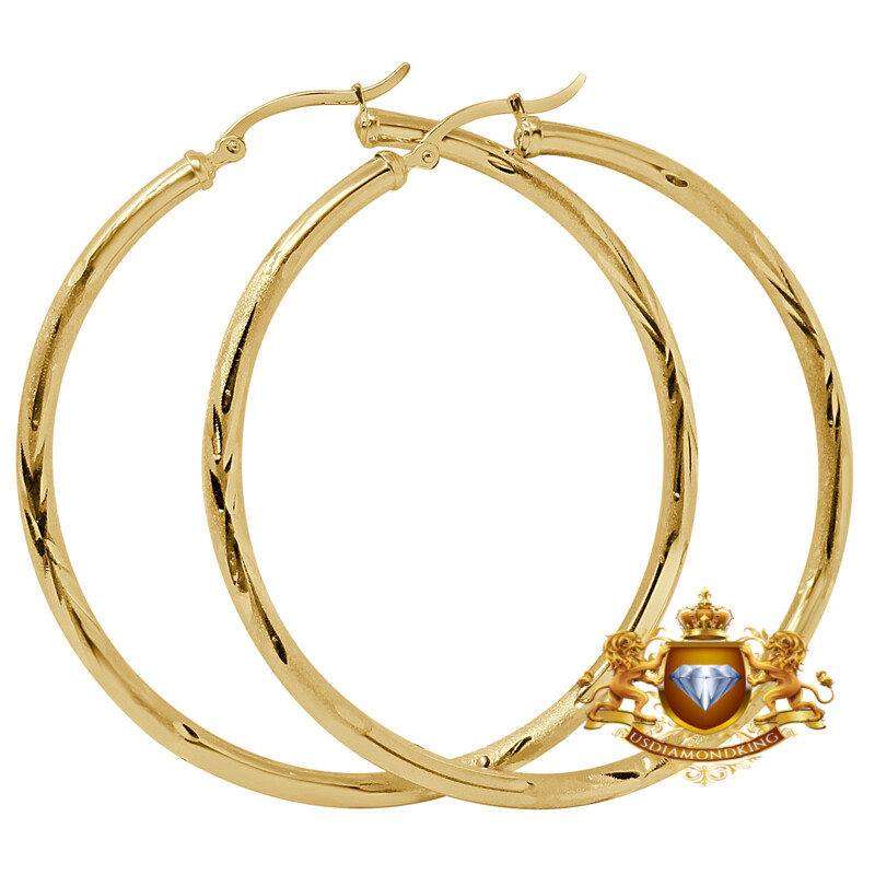 Ladies 10k Real Yellow Gold mm Hollow XL Large Diamond Cut Hoop Earrings  60mm