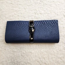 Evening Handbag Clutch Blue Faux Gator Buckle Silver Chain Event Wedding