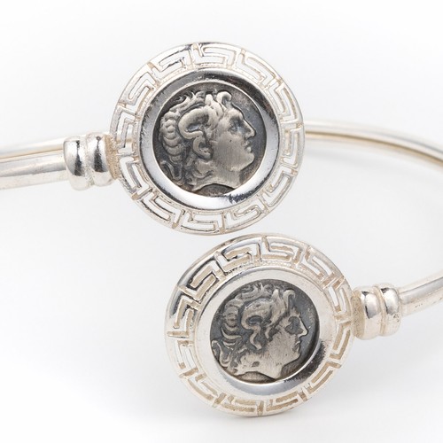 Pulsera de plata Alejandro Magno, colgante de moneda antigua, griego antiguo - Imagen 3 de 5