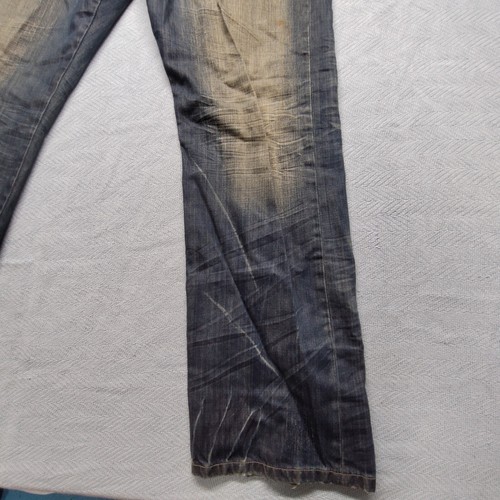 Stone Touch 36x34 Azul Denim Jeans Ácido Blanqueador Lavado Arrugado Arrugado Bootcut - Imagen 5 de 16
