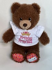 Build A Bear Happy Birthday Brown Teddy Bear 16  Plush Birthday Princess Shirt