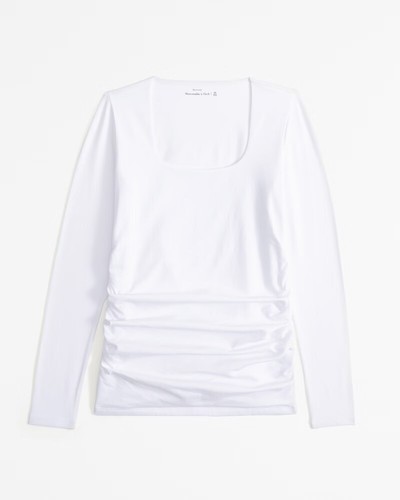 Abercrombie & Fitch Maternity Long-Sleeve Cotton-Blend Seamless Fabric Top Large