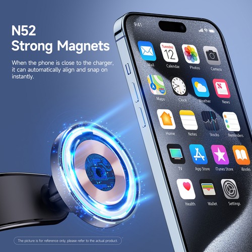 15W Wireless Car Charger Phone Mount Holder Magnetic MagSafe For iPhone14 15 Max - Picture 7 of 12