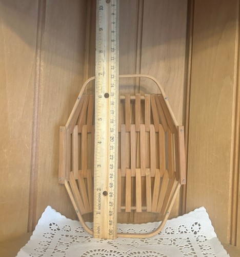 Vintage Mid Century Modern Wood Slat Fruit Baskets Bamboo Bowl Set of 2 - Picture 4 of 5