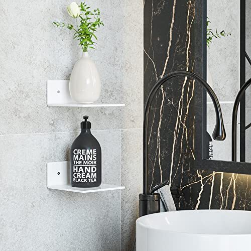 6 Inches White Acrylic Wall Shelves Set of 2 Wall Mounted Storage Display She... - Picture 5 of 7