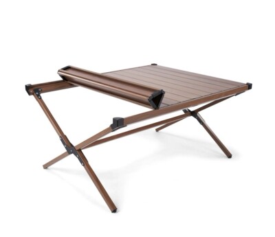 Aluminum Roll-Top Camping Table Dark Brown