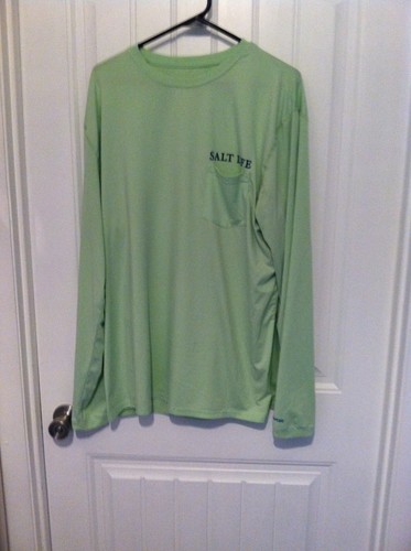 Salt Life SLX Uvapor Shirt Mens XL Green Long Sleeve Performance Fishing Pocket