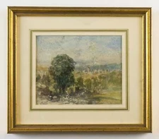 ABSTRACT LANDSCAPE TREES AND MOUNTAINS