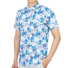 G/FORE Photo Floral Tech Jersey Modern Spread Colar Golf Polo Shirt Sz M