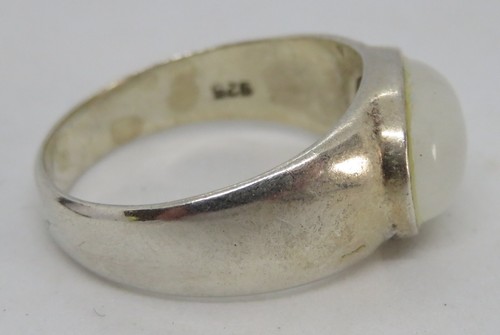 Anillo grueso antiguo Art Deco vintage de plata de ley y cuarzo blanco - talla X - Imagen 12 de 12