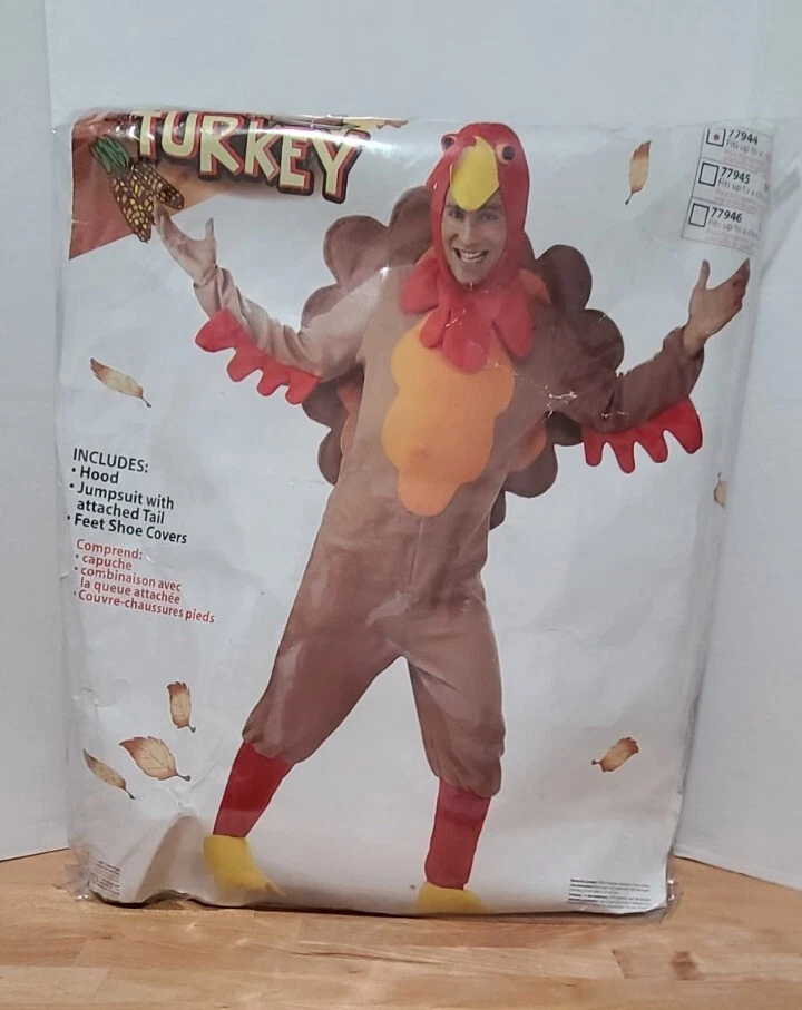 Disfraz de cuerpo completo de vellón de pavo adulto con capucha, mono con cola y fundas para zapatos Foto 2 de 4