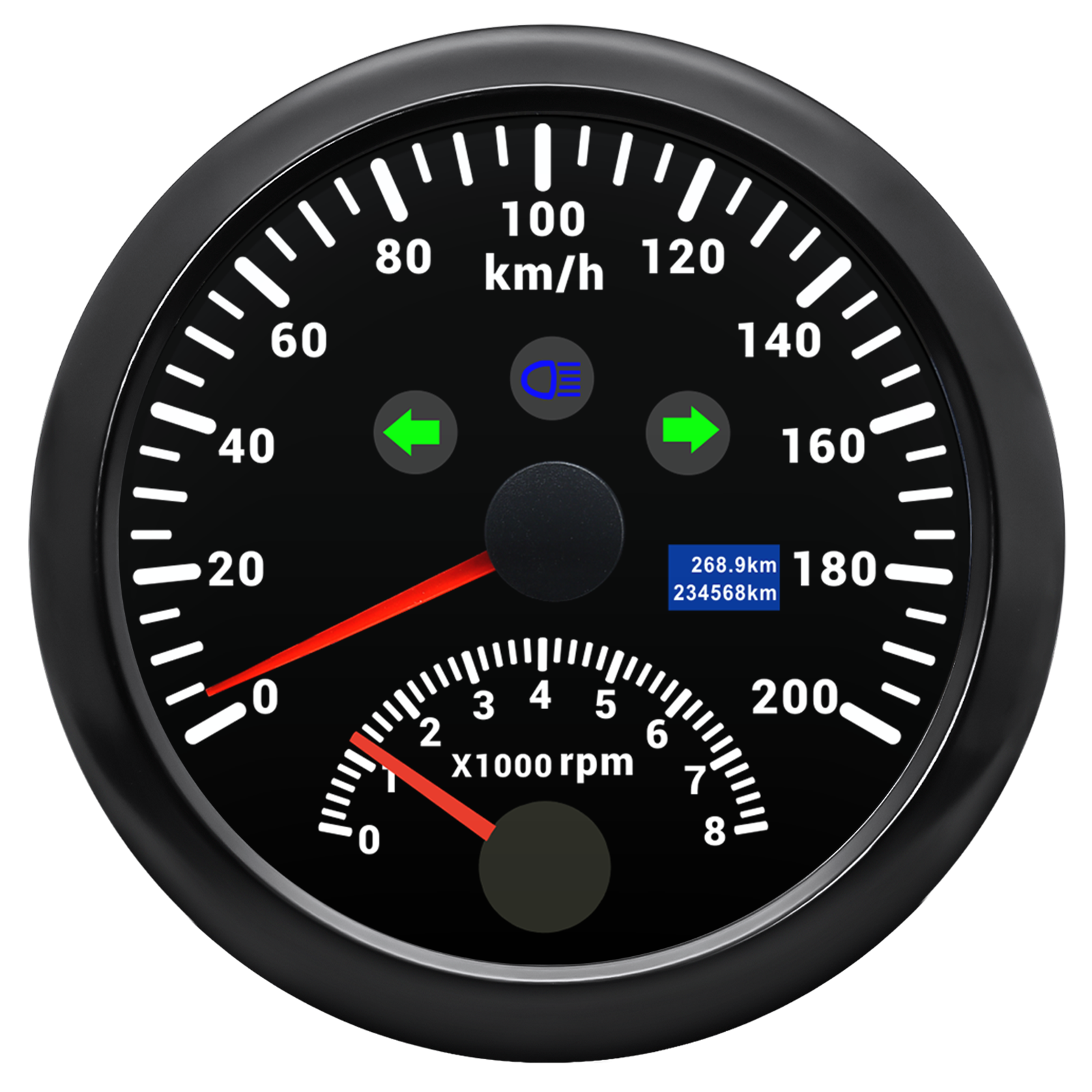 85mm GPS Speedometer 200Km/H with 8000RPM Tachometer for Car Bike