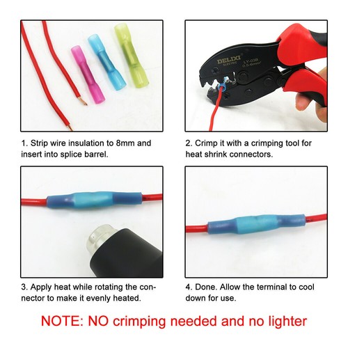 100-400 STCK. Wärmeschrumpf Butt Draht Spleiß Verbinder Dichtung Crimp Terminals USA - Bild 7 von 38