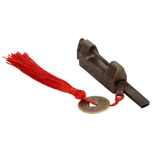 Serrature cinesi antiche vintage lucchetto ottone e chiave con nappa lucchetto regalo AC - Foto 10 di 22