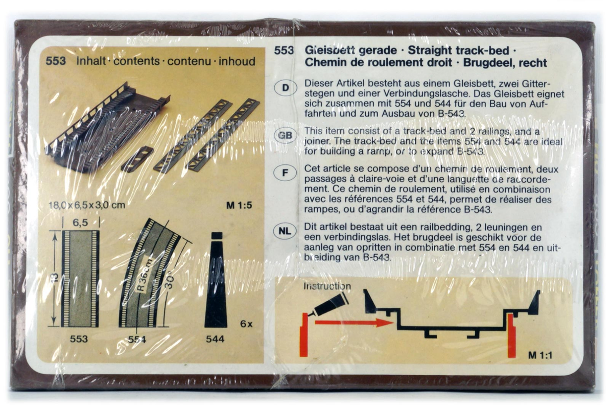 FALLER 553 HO H0 KIT Straight track-bed , Chemin de